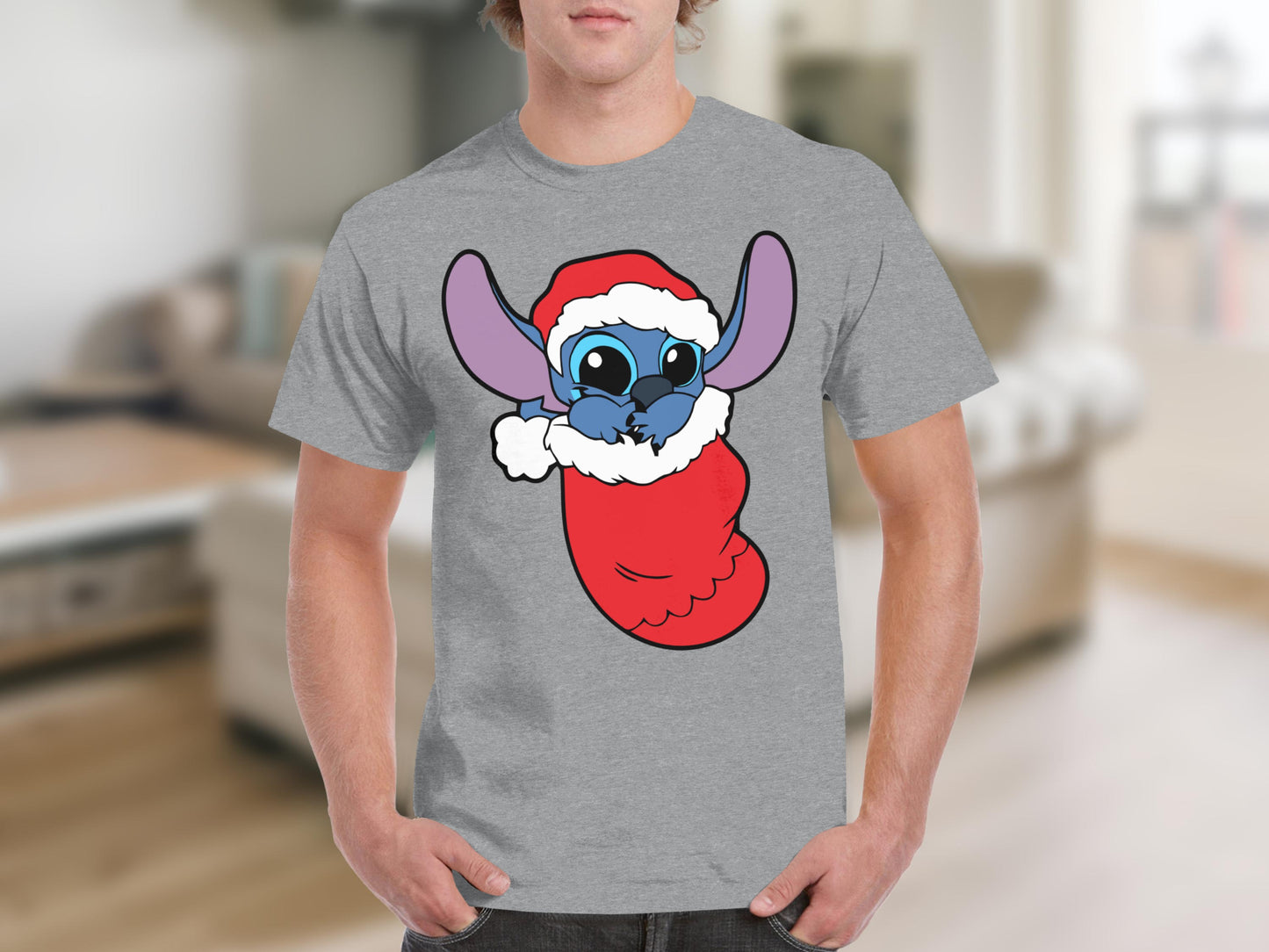 Cute Alien Santa in Stocking Christmas Shirt