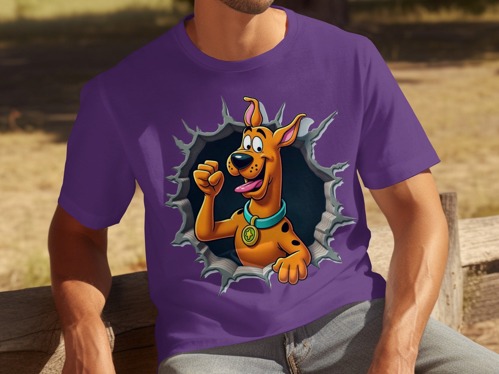 Scooby-Doo Tearing Through Purple T-Shirt