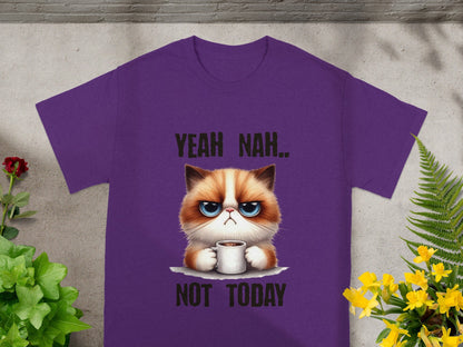 Yeah Nah Not Today Cat Graphic T-shirt