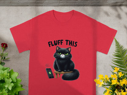 Fluff This Black Cat and Phone Call Red T-Shirt