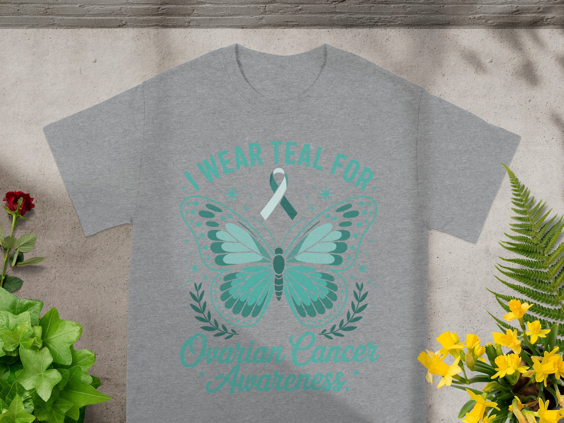 I Wear Teal For Ovarian Cancer Awareness T-Shirt