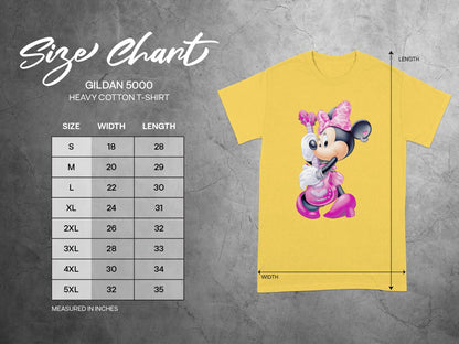 GILDAN 5000 Minnie Mouse Guitar Size Chart Display product type