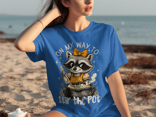 On My Way to Stir the Pot Raccoon T-Shirt