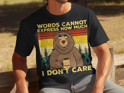 Vintage Bear Graphic Shirt with Coffee and Funny Quote