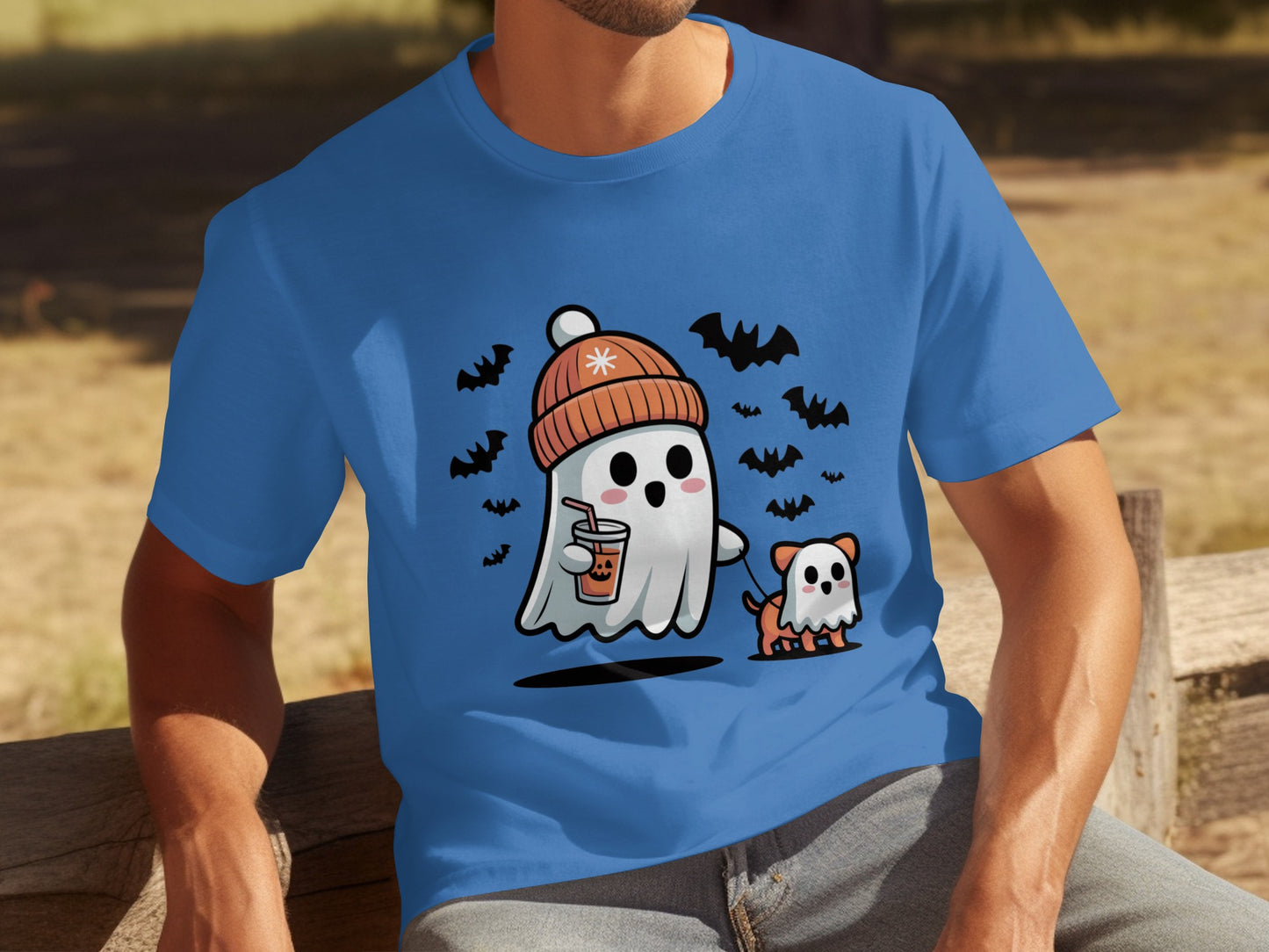 Adorable Ghost and Dog Halloween Bats T-shirt