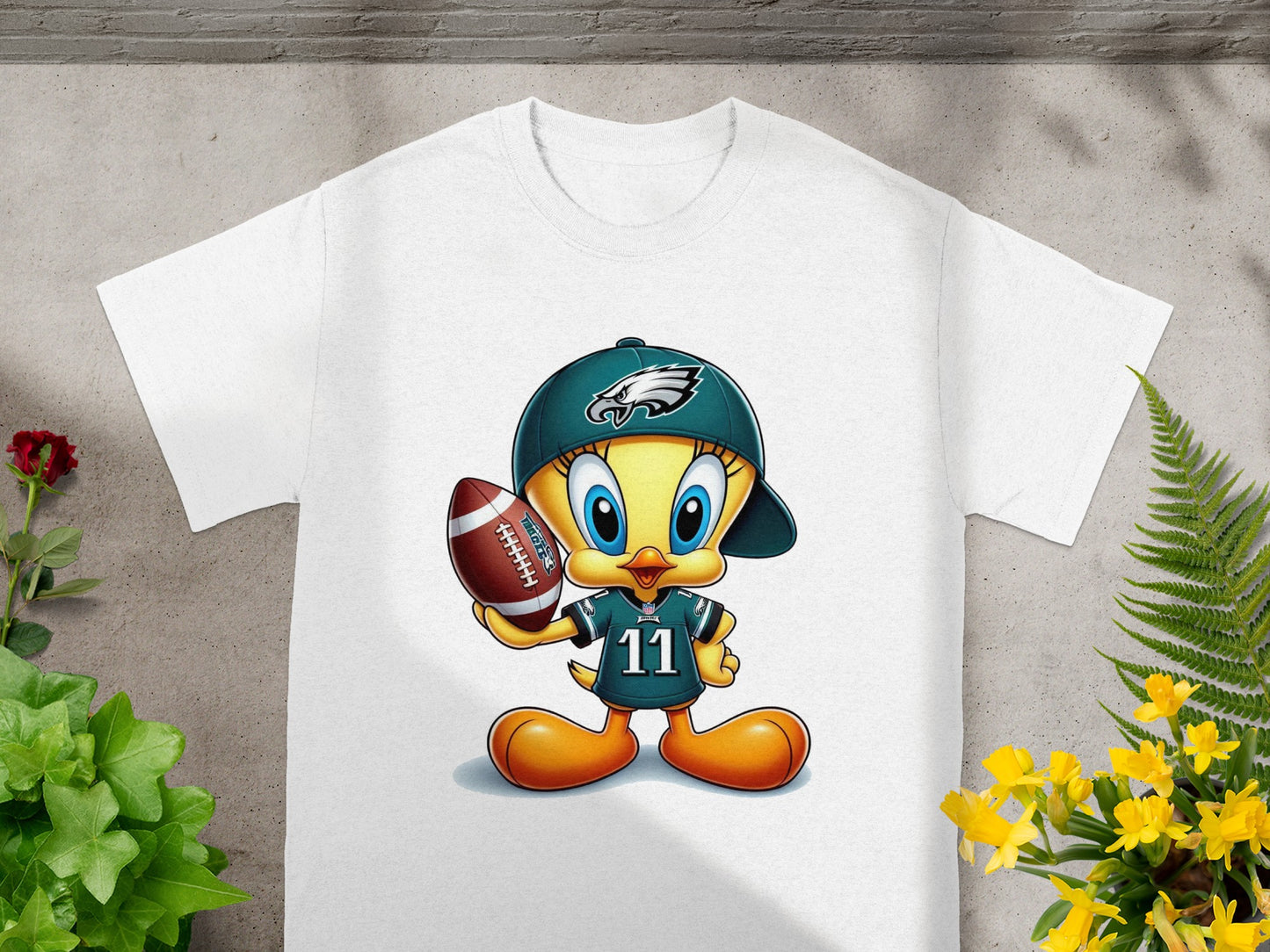 Tweety Bird Football Fan Kids Tee Shirt