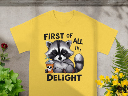 Cute Raccoon Holding Drink Delight T-Shirt