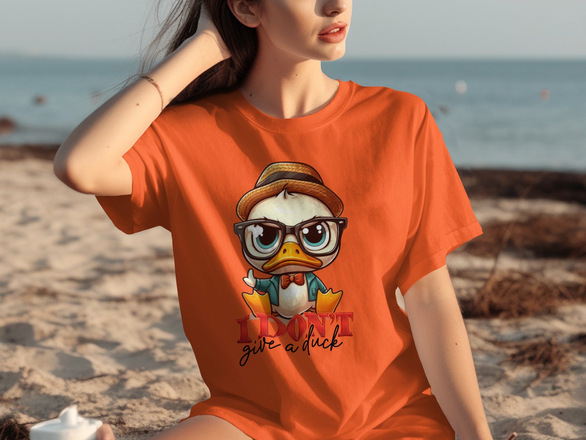 Funny Cartoon Duck with Hat Graphic T-Shirt