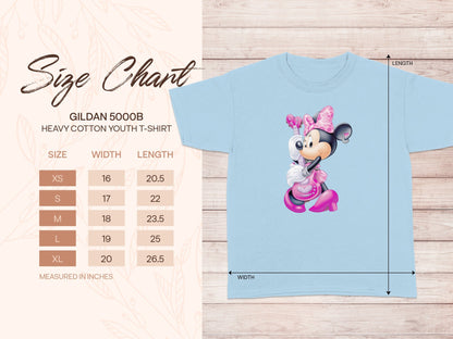 GILDAN 5000B Youth Minnie Mouse Guitar Light Blue T-shirt