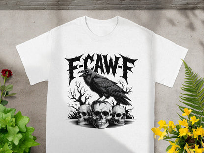 E-CAW-F Raven and Skulls Graphic T-shirt