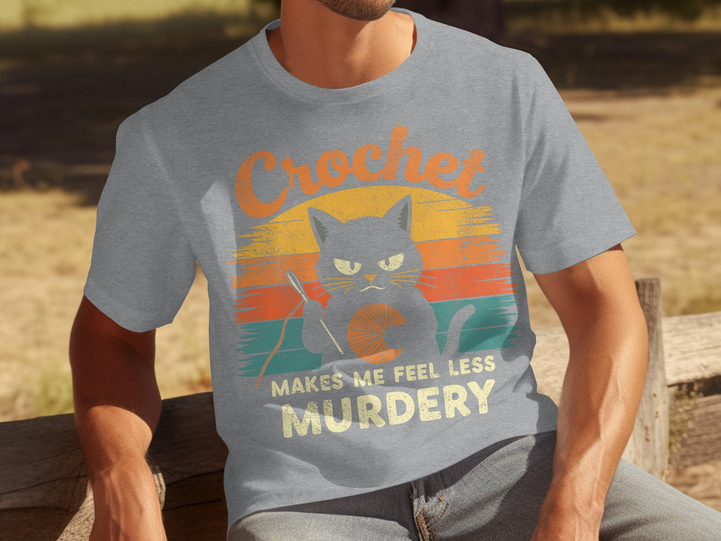Crochet Makes Me Feel Less Murdery Cat T-Shirt