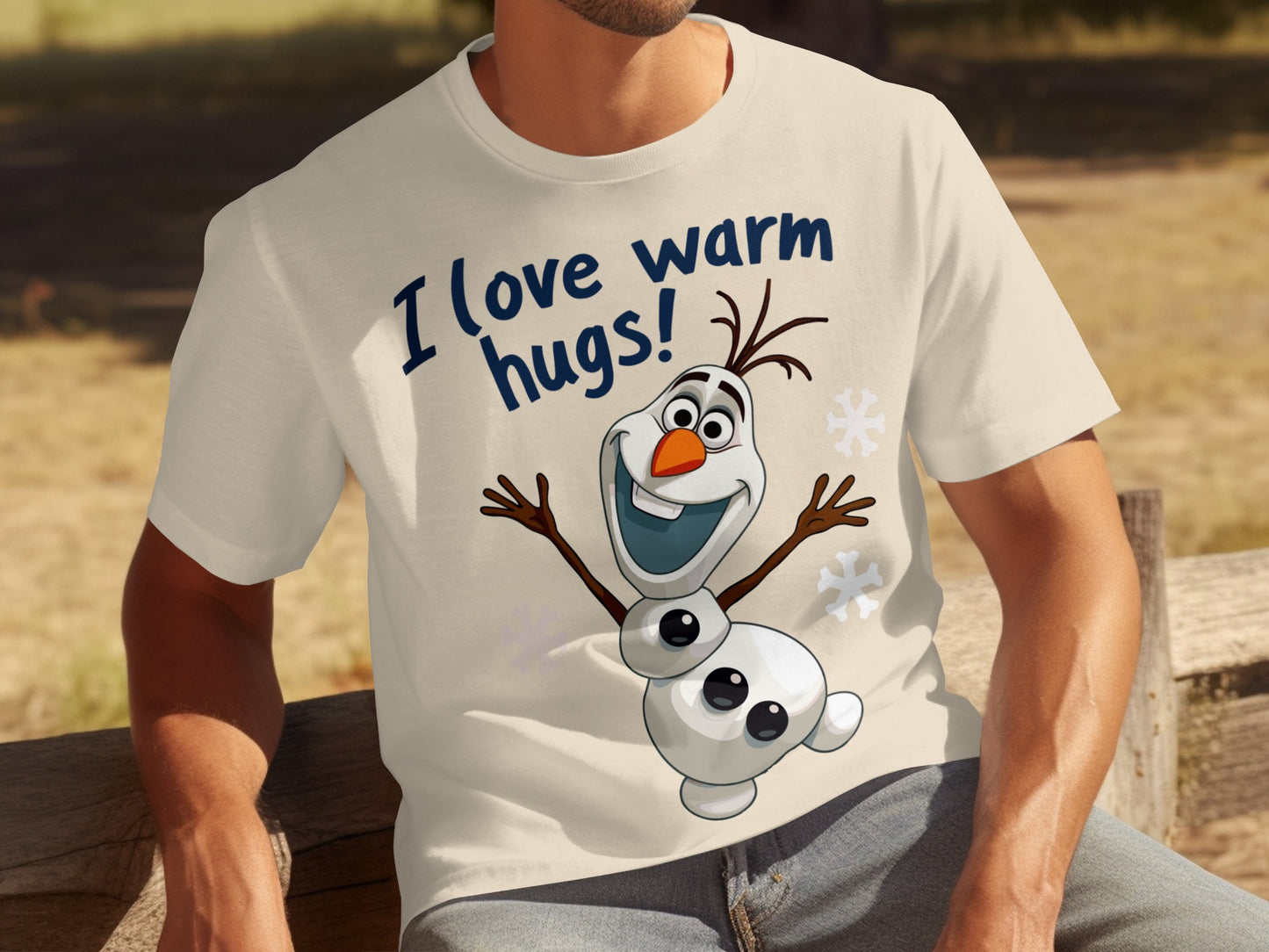 I Love Warm Hugs Olaf Snowman Character T-Shirt