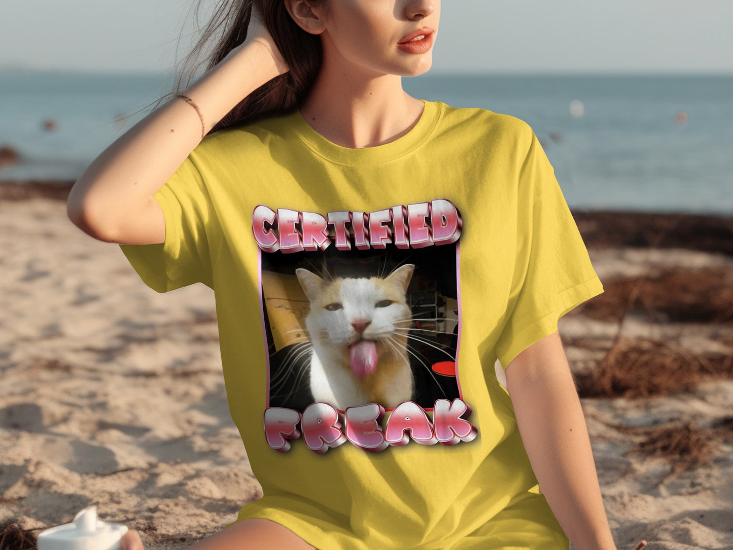Certified Freak Cat Graphic T-Shirt Fun Casual Wear