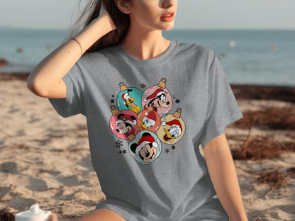 Christmas Cartoon Character Ornaments Graphic T-shirt