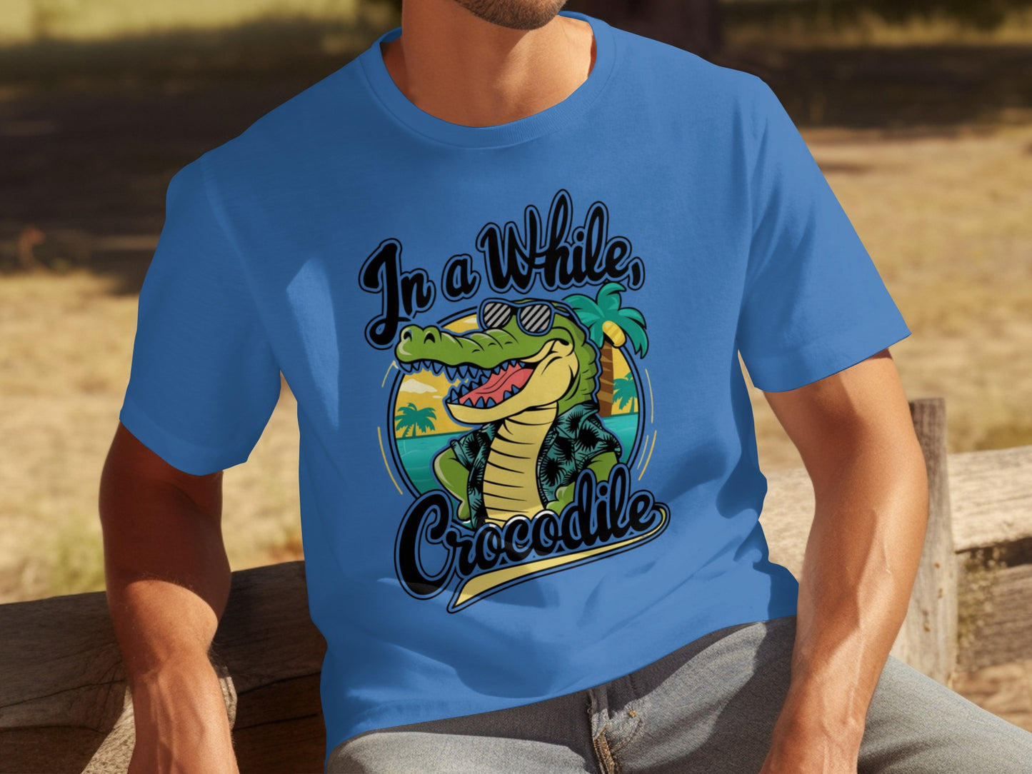 In a While Crocodile Cartoon Graphic T-Shirt