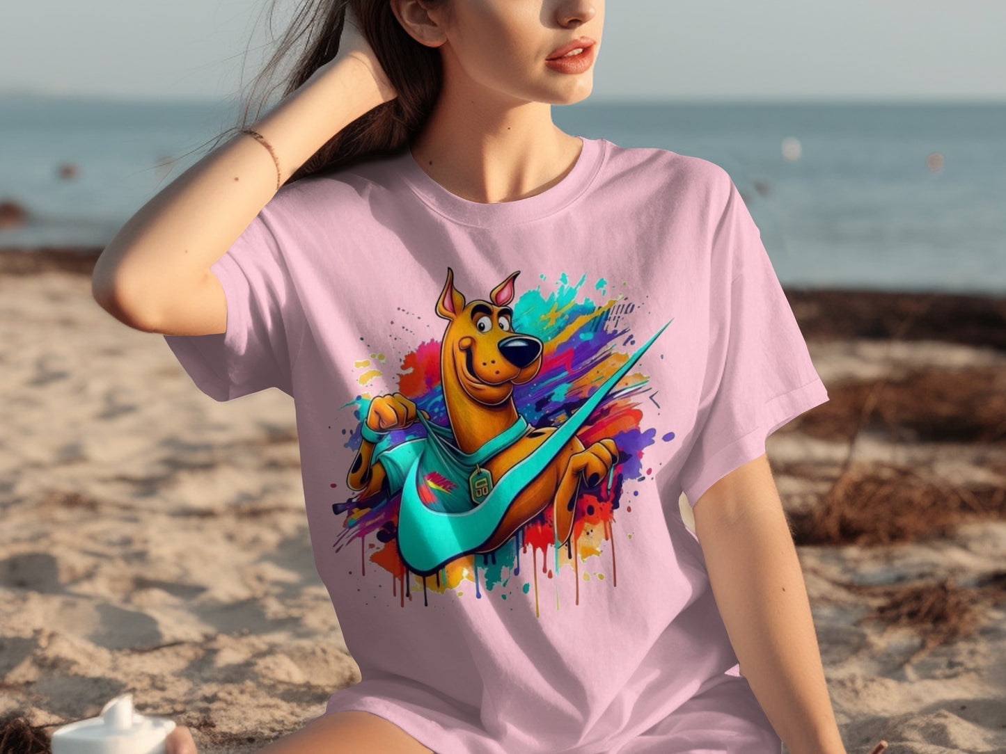 Colorful Dog Character Art Beachwear T-shirt Design