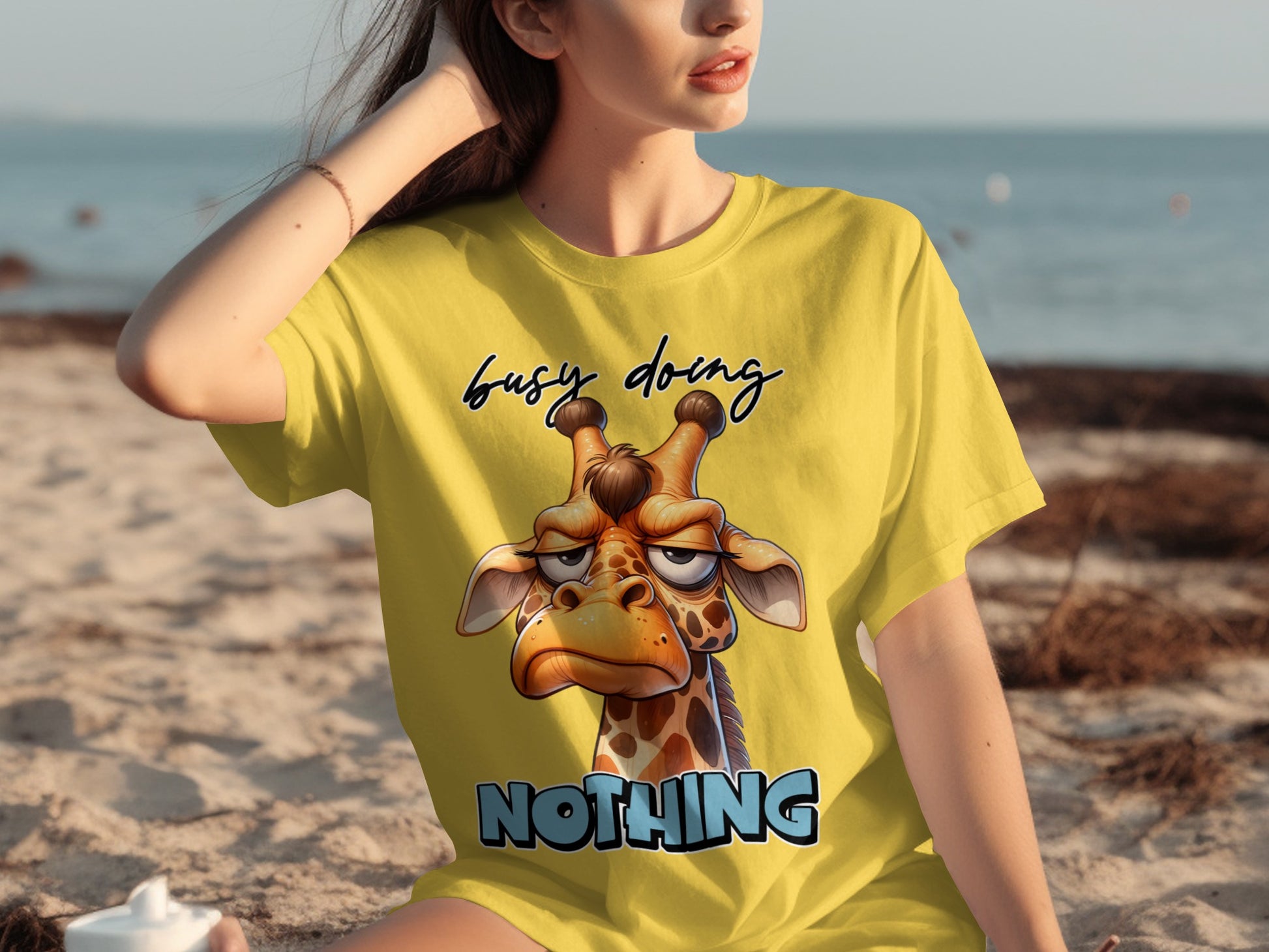 Busy Doing Nothing Giraffe Graphic T-Shirt