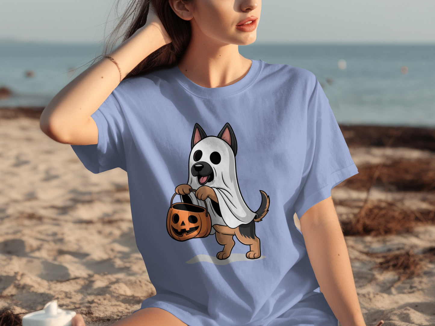 Cute Halloween Dog Ghost with Pumpkin Basket Product