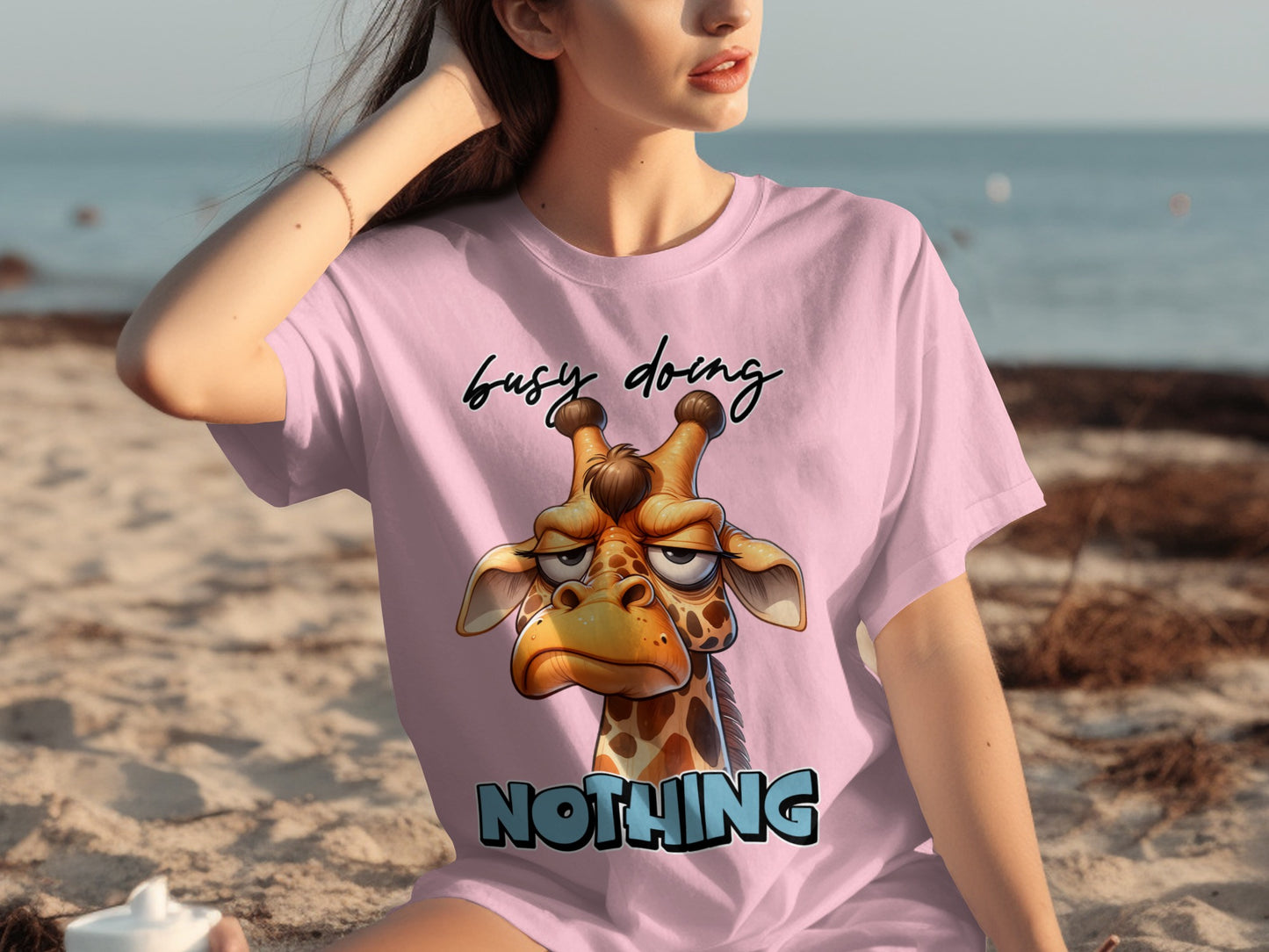 Busy Doing Nothing Graphic Giraffe T-shirt