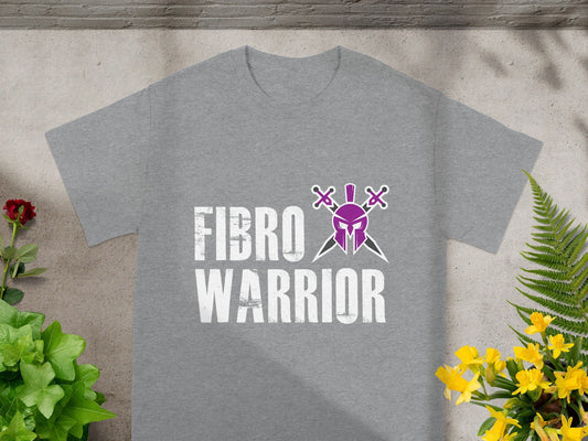 Fibro Warrior Grey T-Shirt with Bold Graphic Design