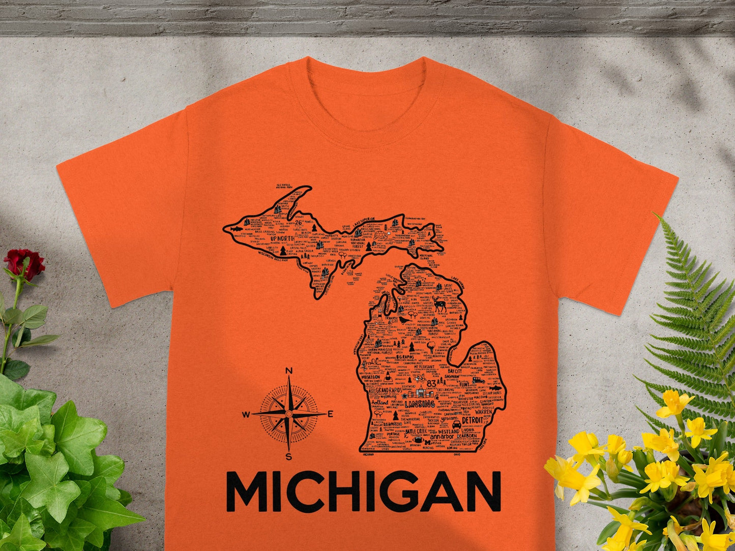 Michigan Map Design Graphic T-Shirt