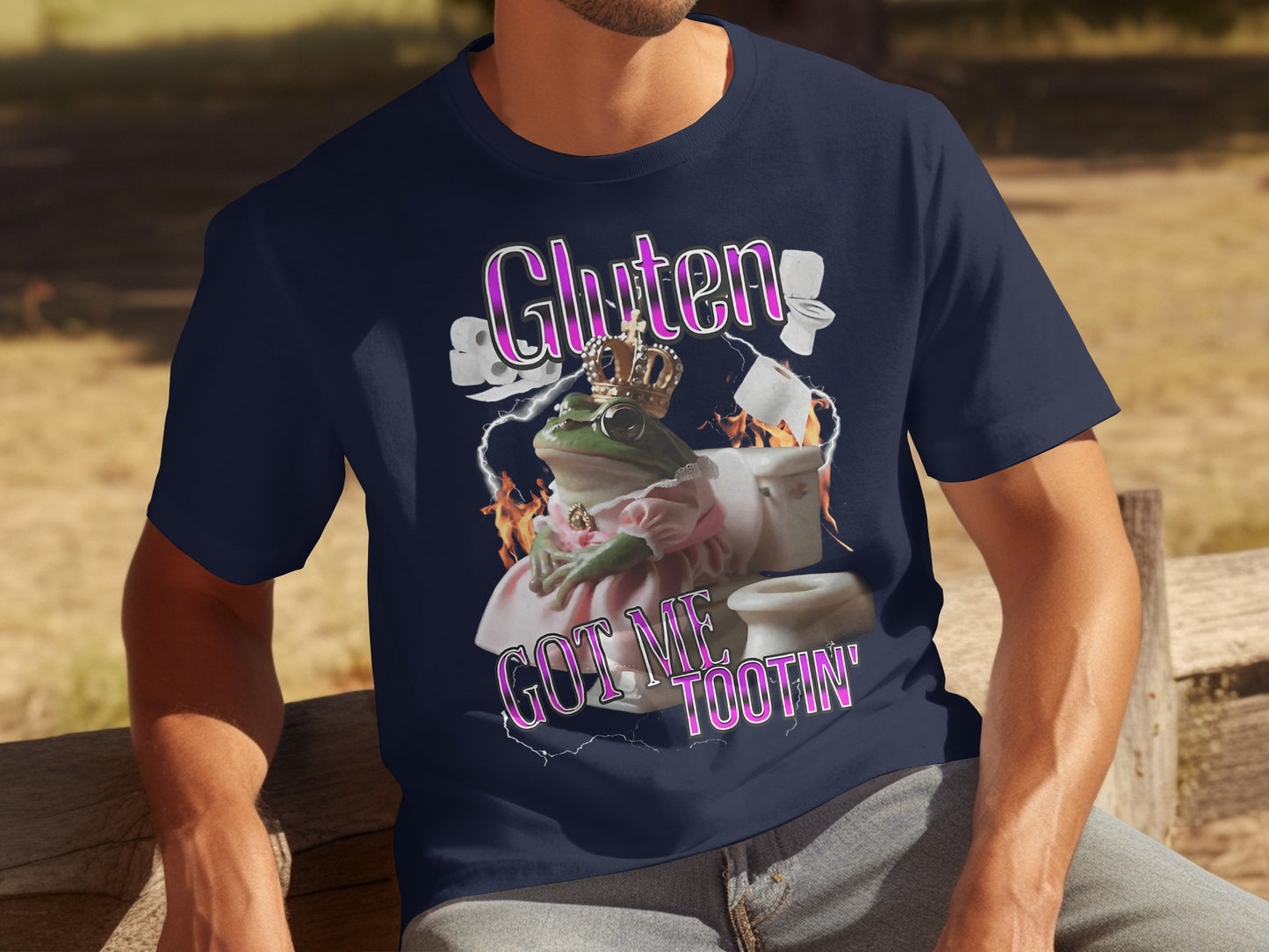 Gluten Got Me Tootin Funny Novelty Graphic T-shirt