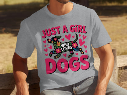Just A Girl Who Loves Dogs Heart Design Shirt