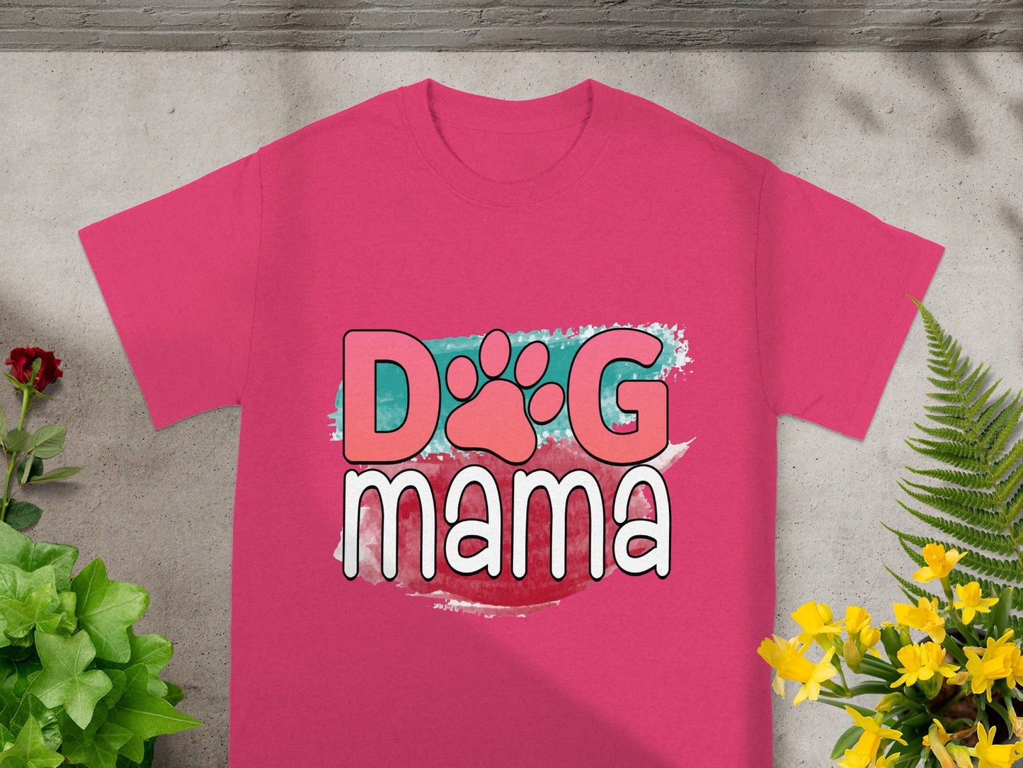Dog Mama Cute Paw Print Graphic T-shirt for Dog Lovers