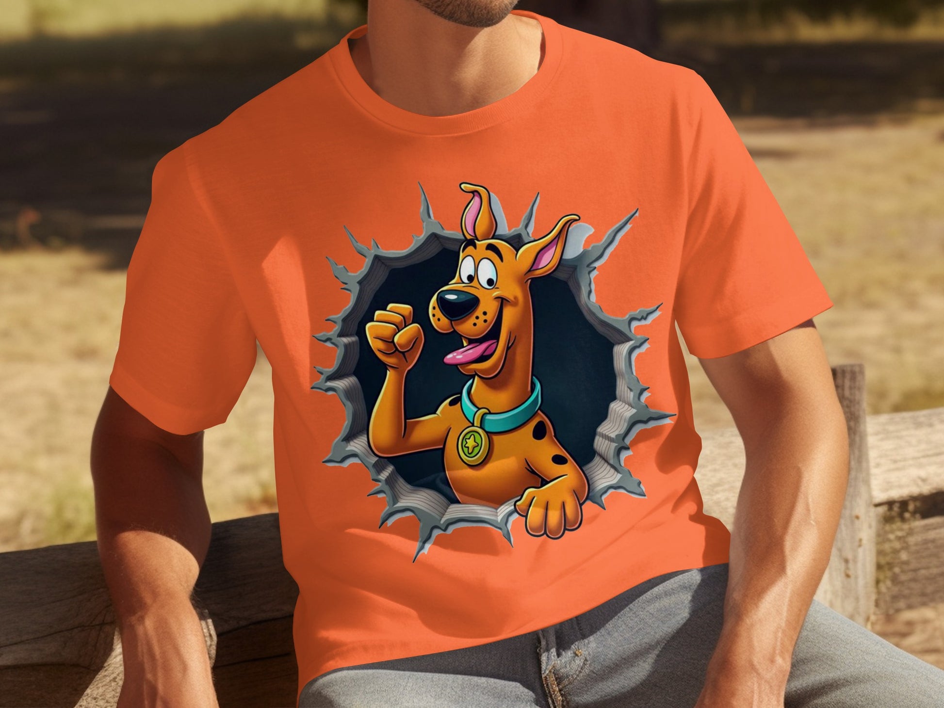 Scooby-Doo Character Tear-Through Graphic T-shirt