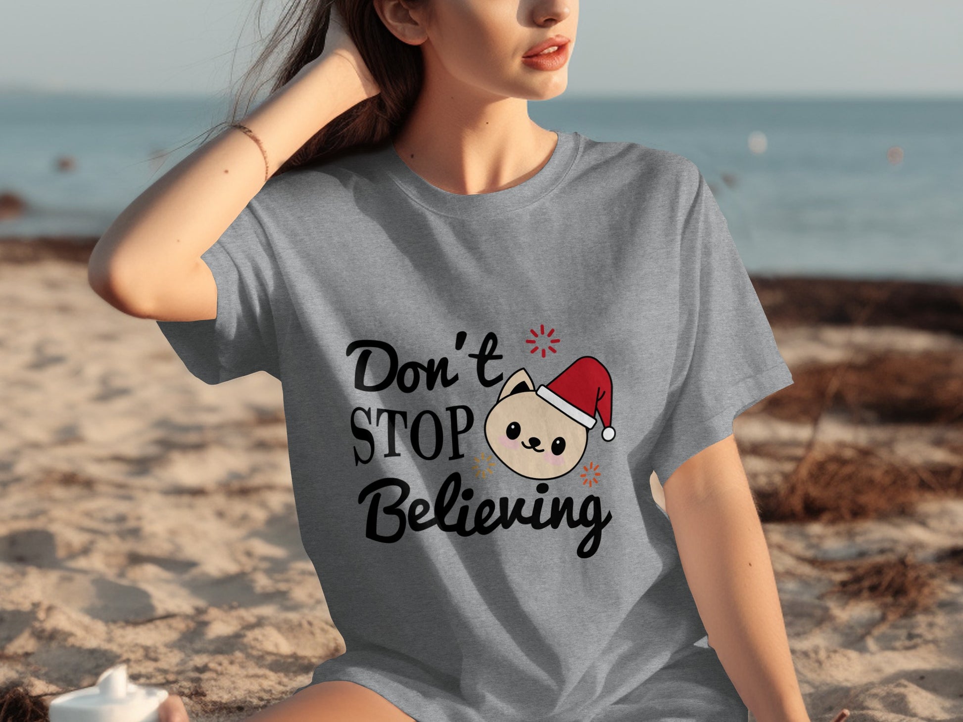 Don't Stop Believing T-Shirt for Cat Lovers Holiday