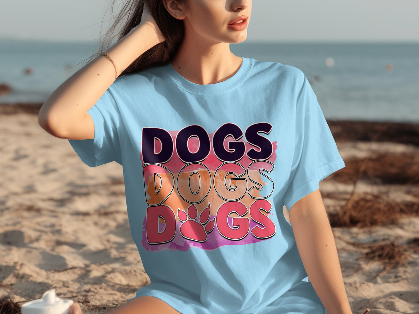Trendy Multicolor Dogs Design Graphic Shirt