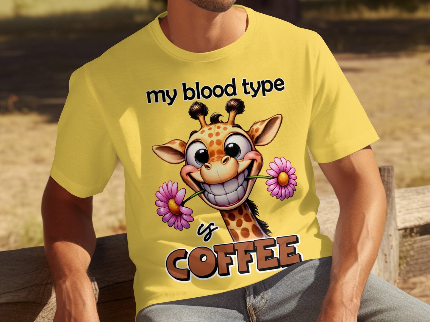 My Blood Type is Coffee Giraffe Graphic T-Shirt