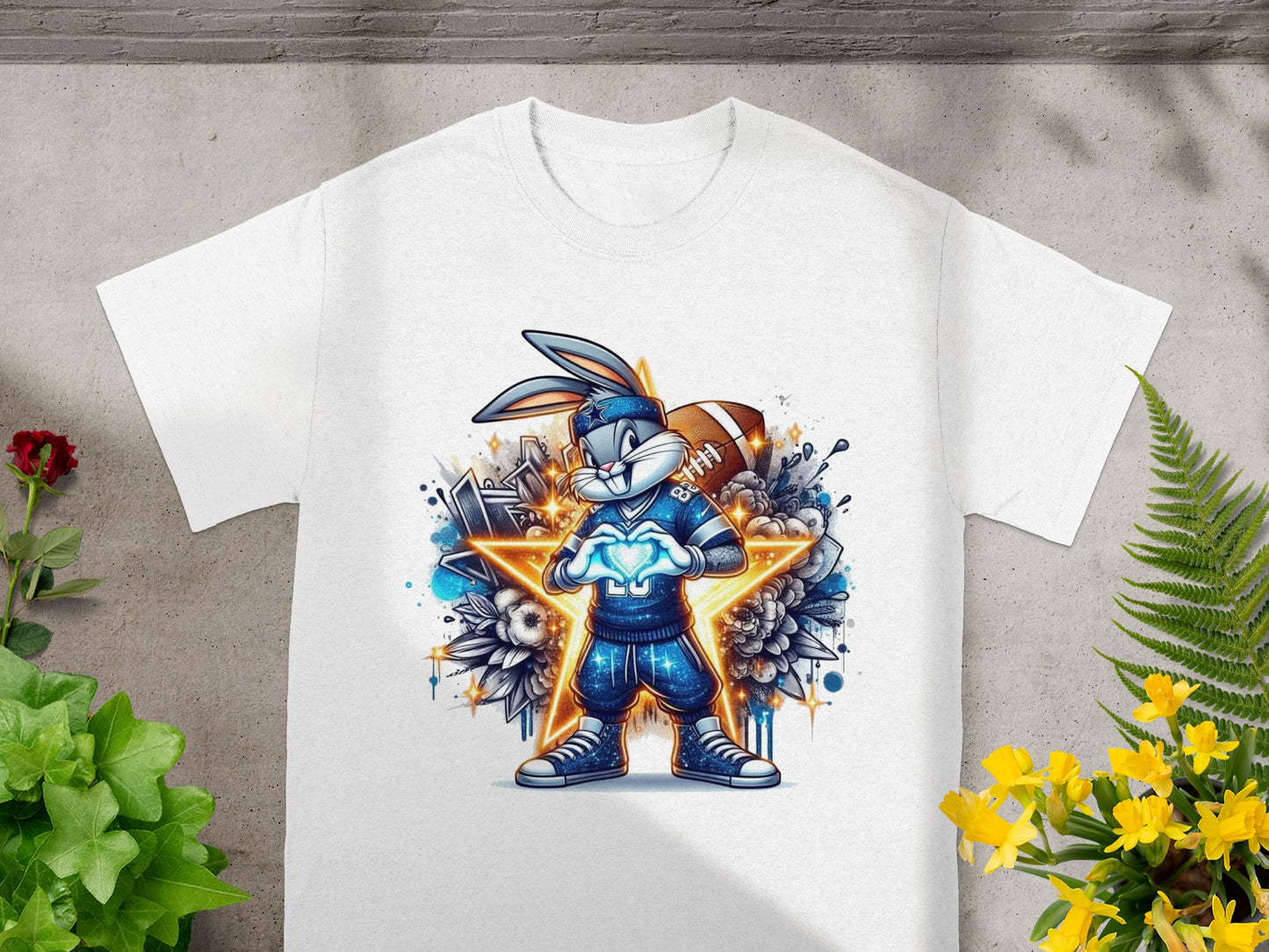 Cool Cartoon Character with Football Graphic Shirt