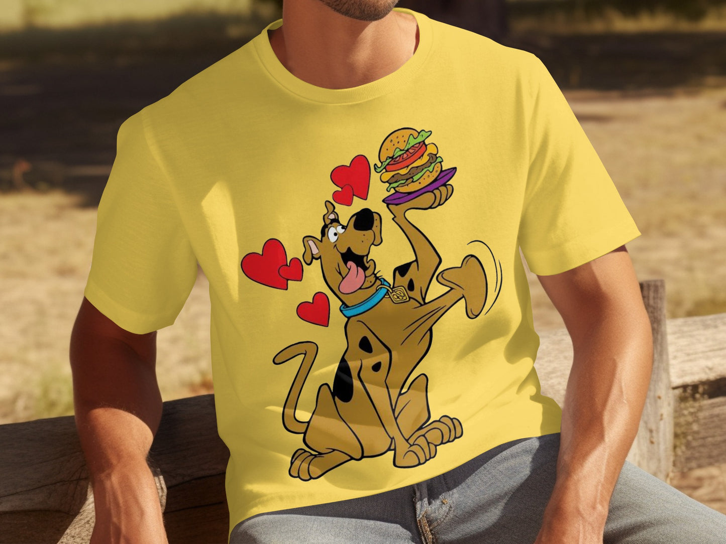 Scooby-Doo Cartoon Dog with Hearts Yellow T-shirt