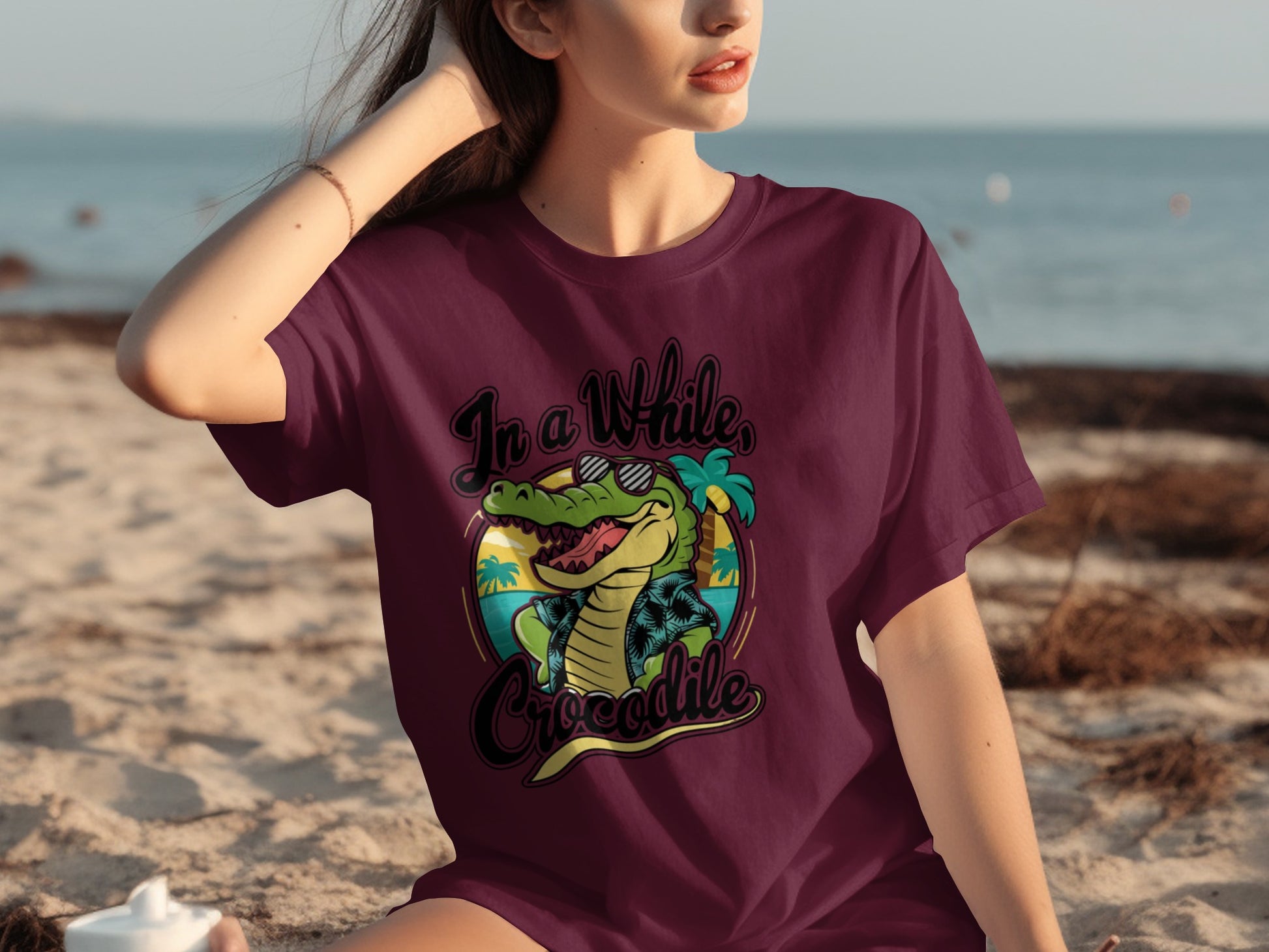 In a While Crocodile Graphic Tee Casual T-Shirt
