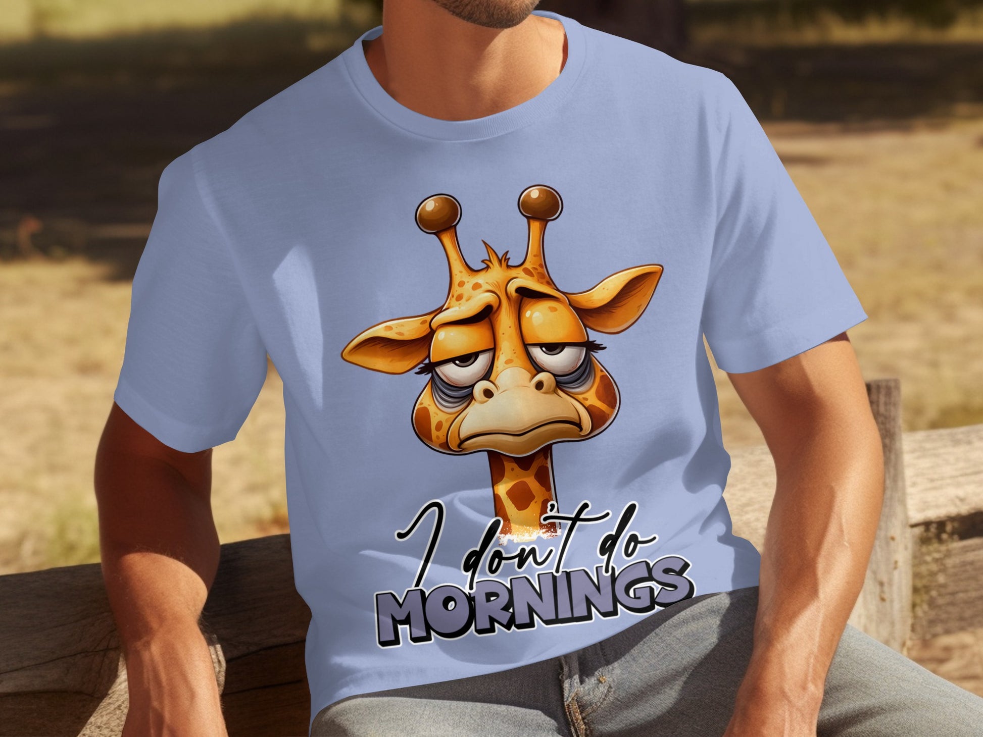 I Don't Do Mornings Giraffe Graphic Design T-Shirt