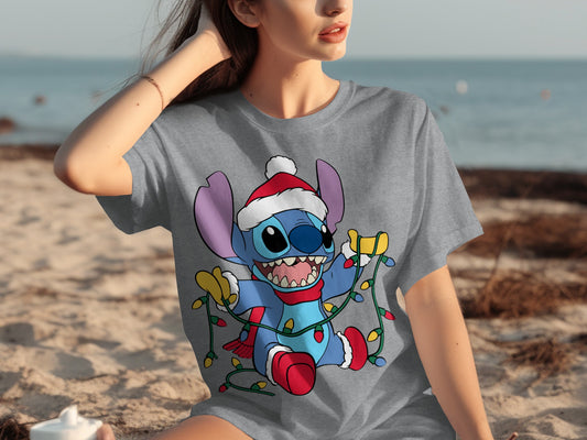 Festive Stitch with Christmas Lights T-shirt