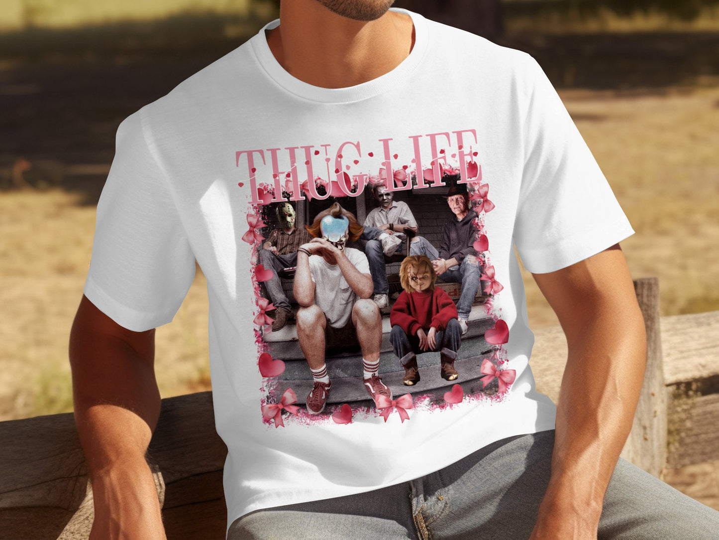 Thug Life Graphic with Characters T-shirt