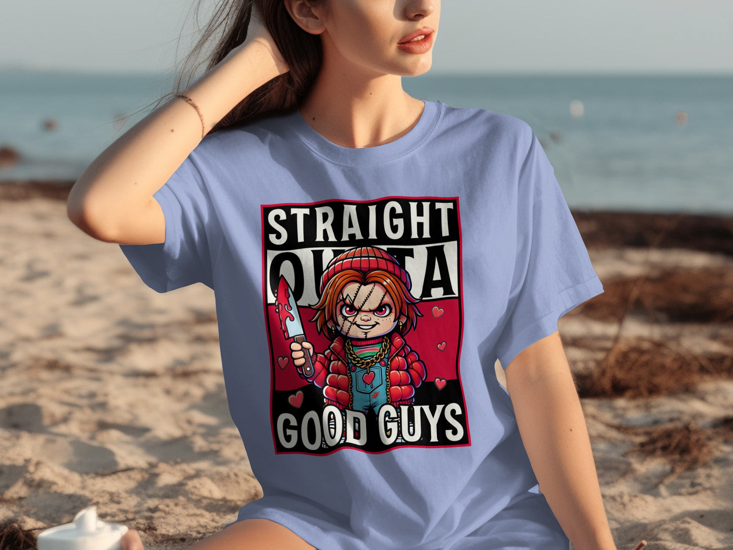 Straight Outta Good Guys Chucky Design T-Shirt