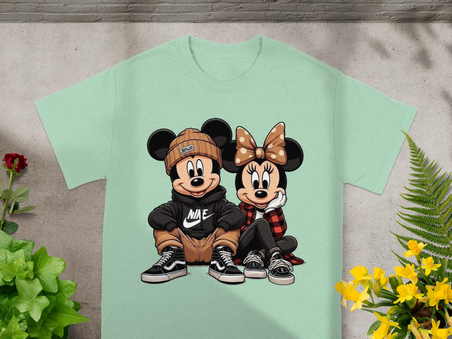 Stylish Mickey and Minnie Mouse graphic tee