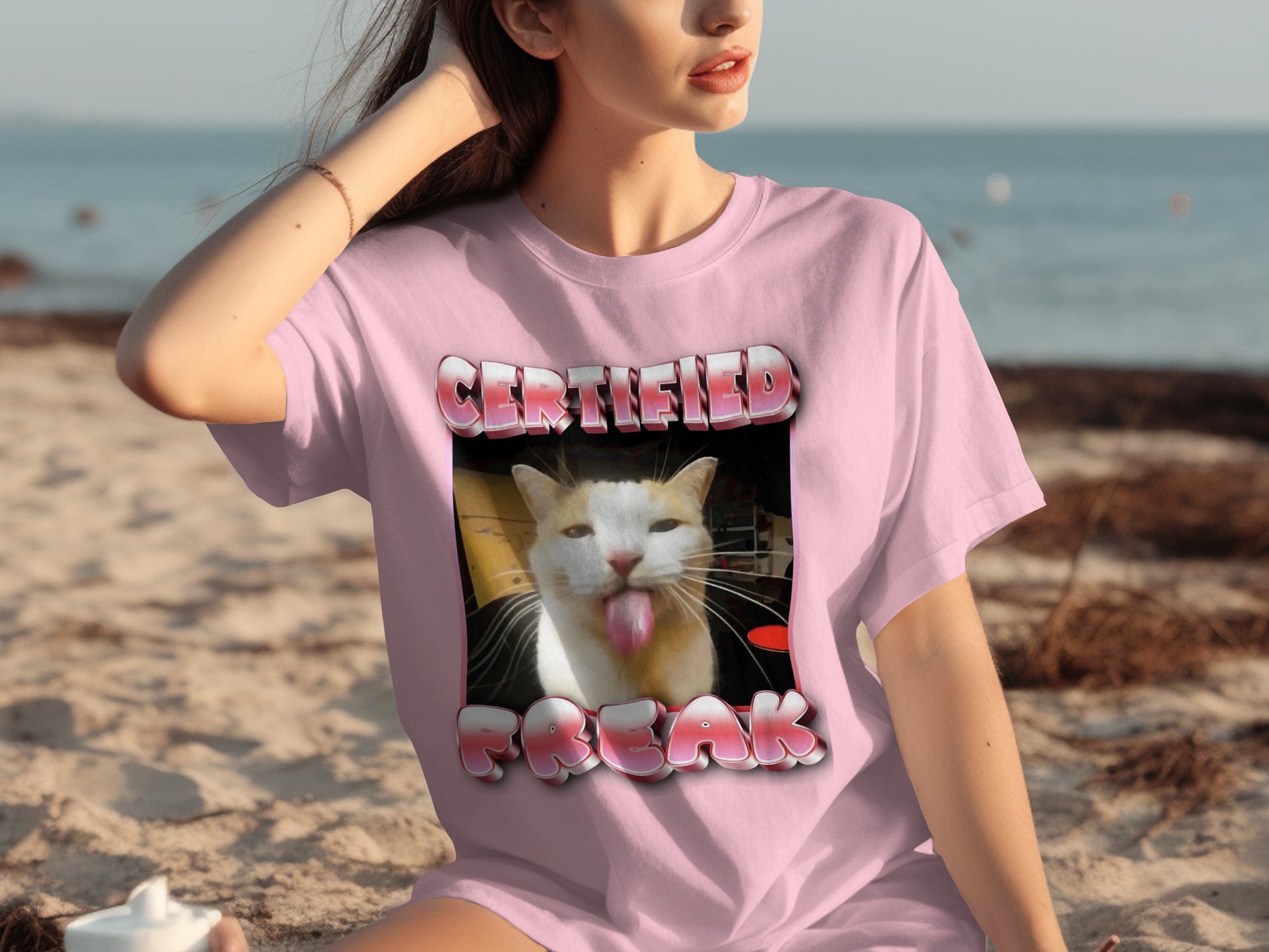 Certified Freak Cat Photo Print T-Shirt Product