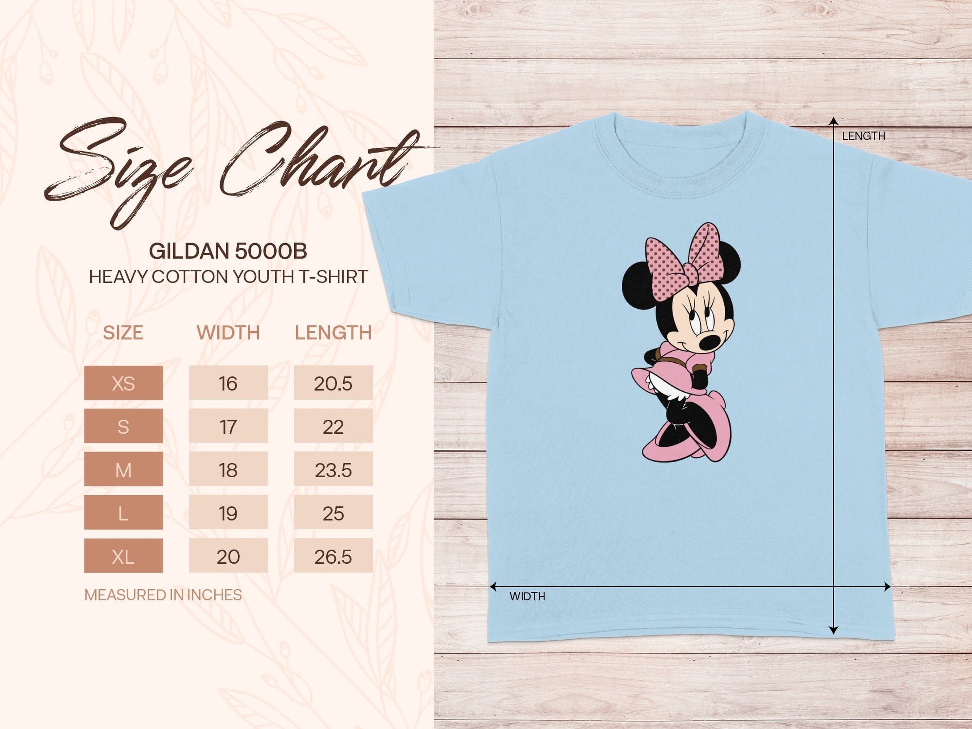 Minnie Mouse GILDAN 5000B T-SHIRT Size Chart product type