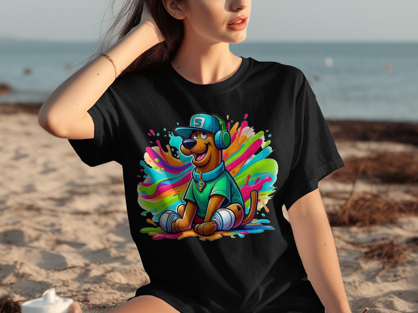 Vibrant Cartoon Dog Character Artwork T-shirt Product