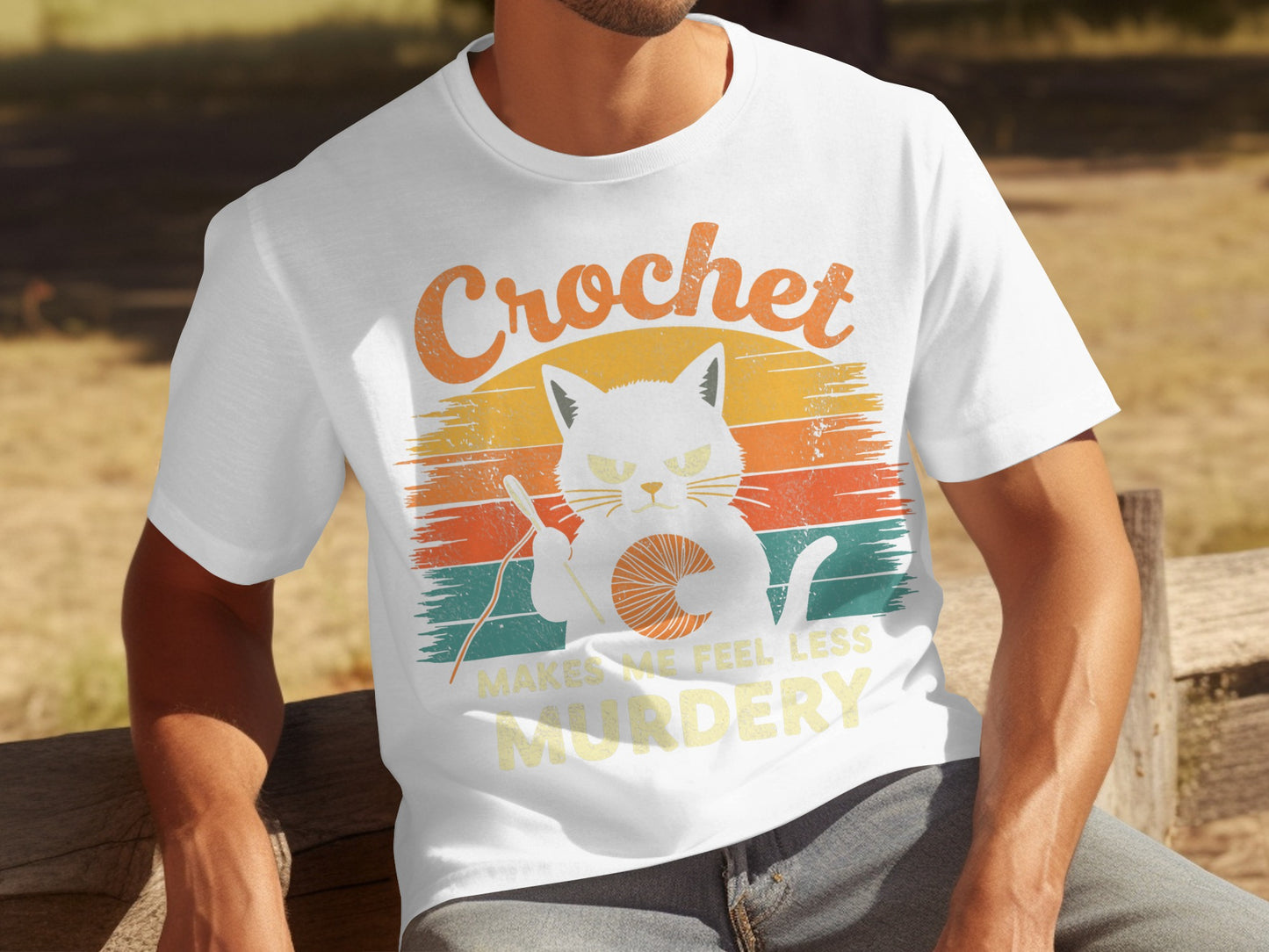 Crochet Makes Me Feel Less Murdery Cat T-Shirt