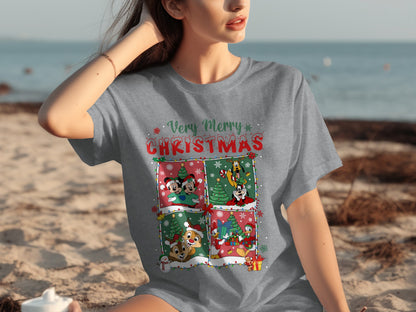 Very Merry Christmas Cartoon Characters T-shirt