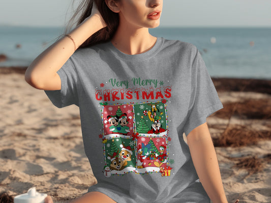 Very Merry Christmas Cartoon Characters T-shirt