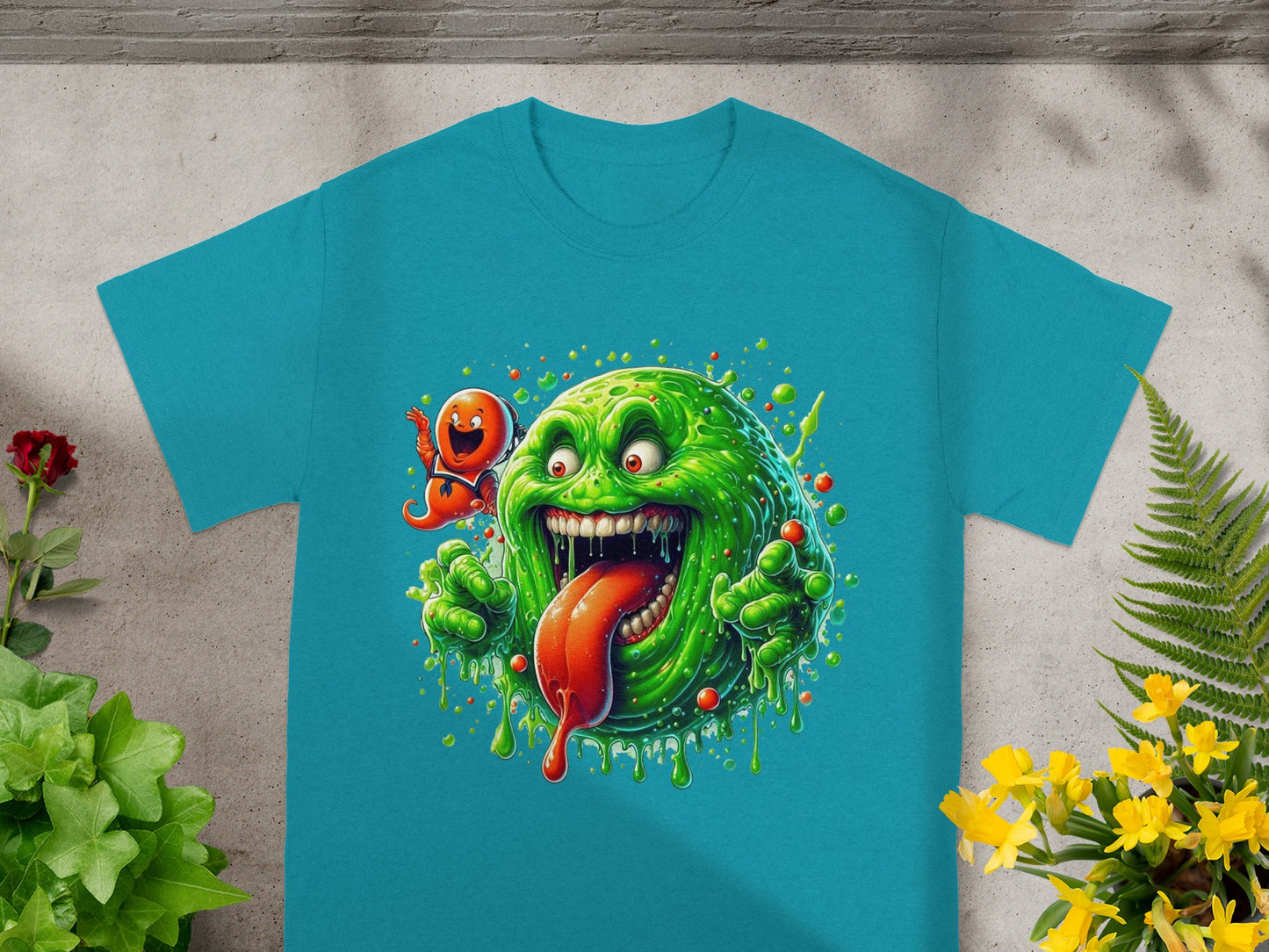 Funny Cartoon Monster with Crazy Face T-Shirt