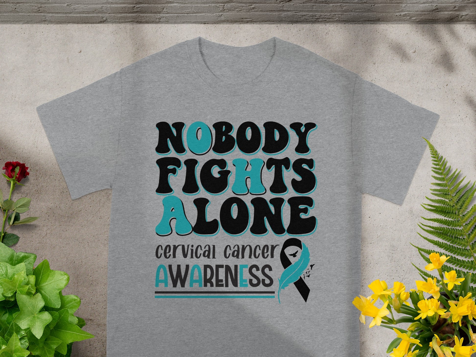 Nobody Fights Alone Cervical Cancer Awareness Shirt