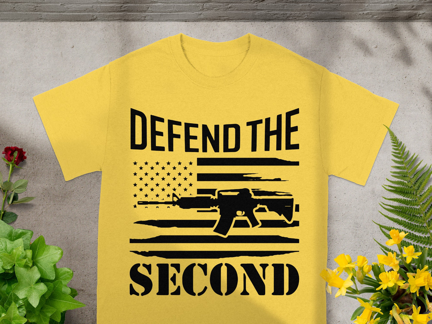 Defend The Second American Flag Rifle Graphic T-Shirt