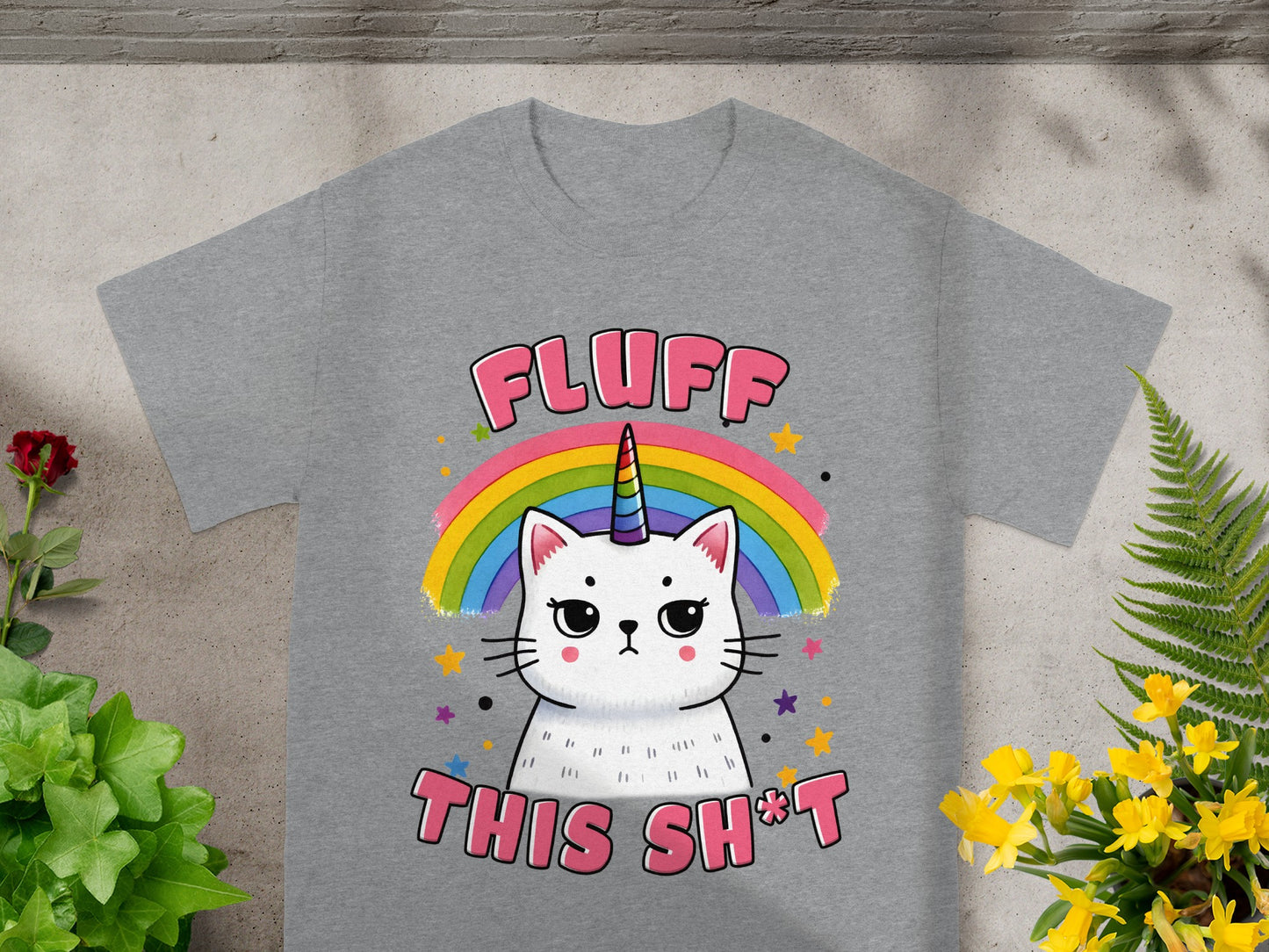 Fluff This Shit Grumpy Unicorn Cat Tee
